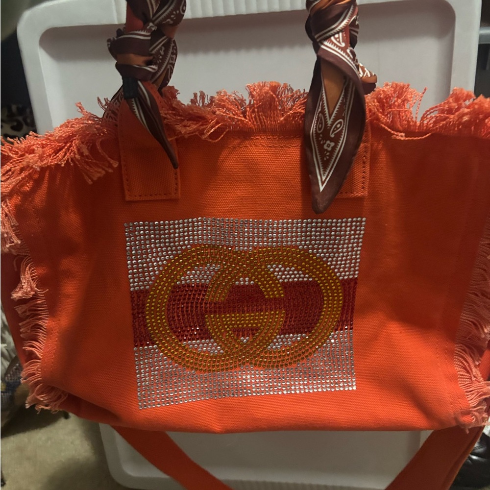 Orange Designer Tote Bag